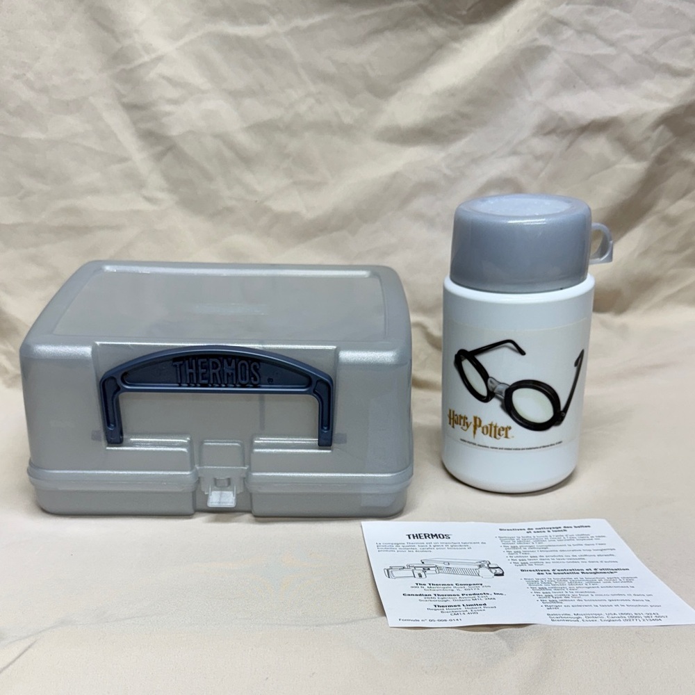 Harry Potter Lunch Box & Thermos Gray Vintage 2001 Warner Brothers New - Picture 3 of 7